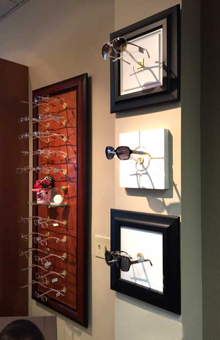 Wall Display of Optical Frames and Sunglasses at Wohl Optics