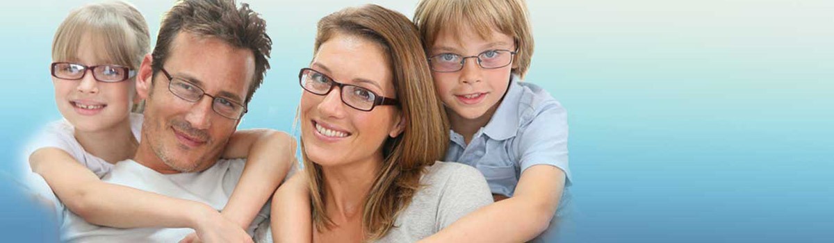 Family of Adults and Children all Wearing New Eyeglasses